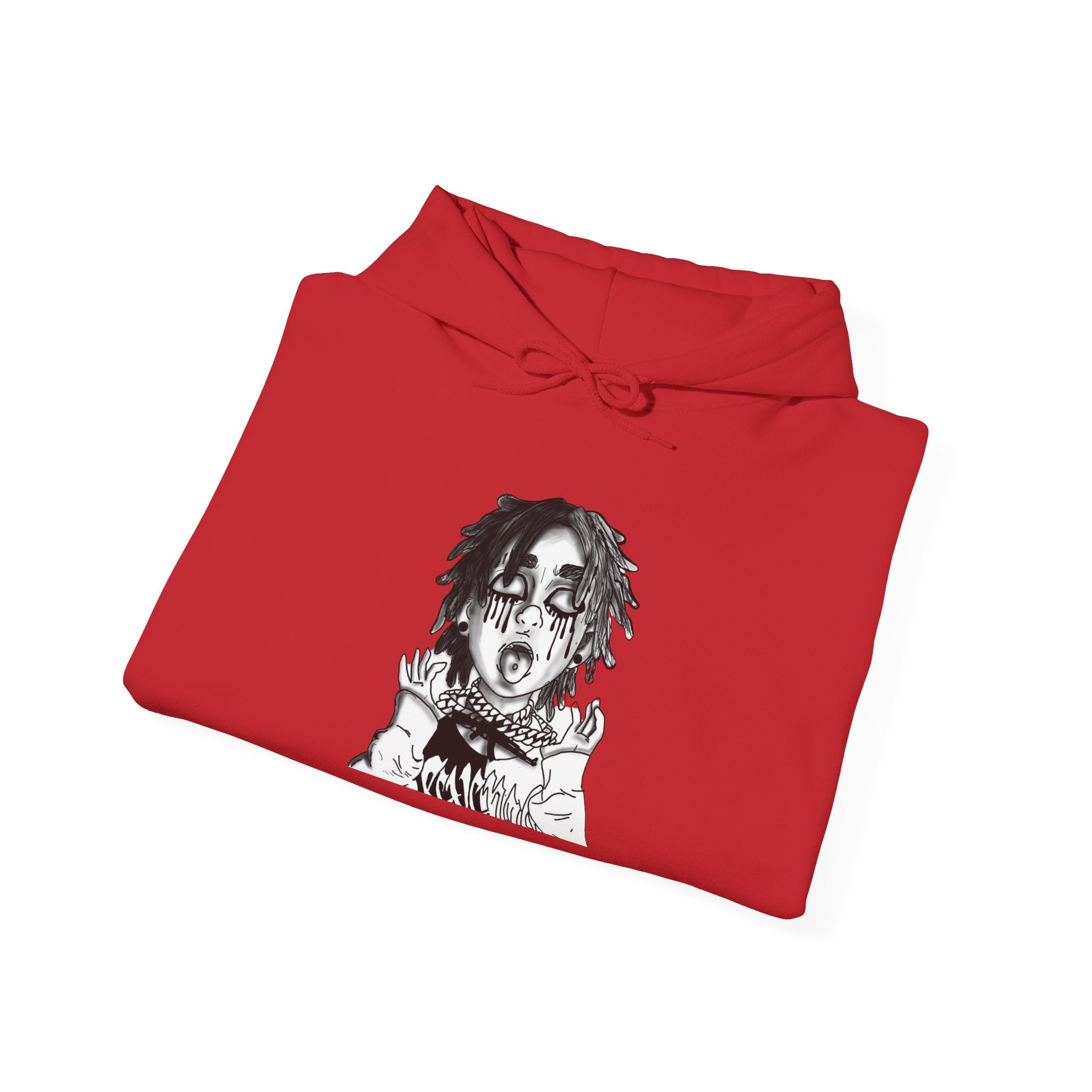 Horror Manga Hoodie — Black & White Creepy Portrait Pullover