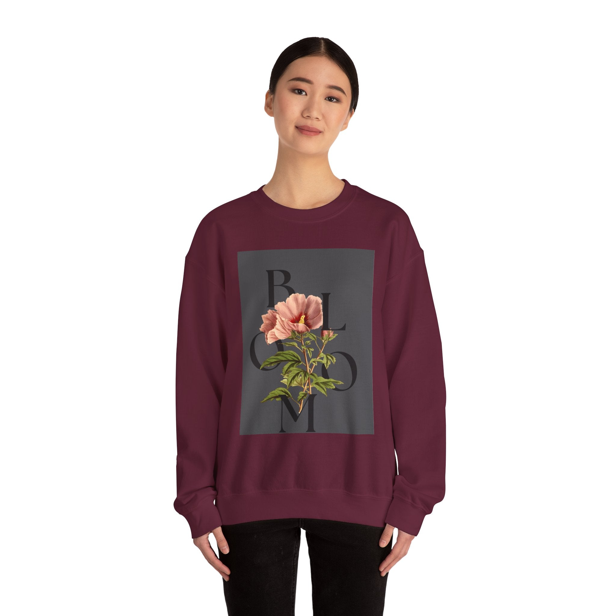 Floral Bloom Sweatshirt — Vintage Pink Flower Graphic Crewneck