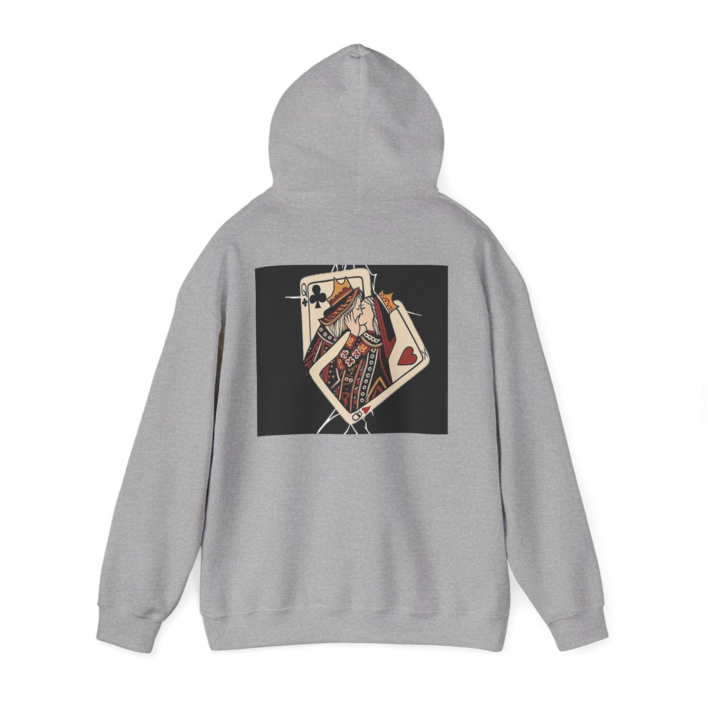 Queen of Hearts Playing Card Hoodie — Vintage Tattoo Style Card Art