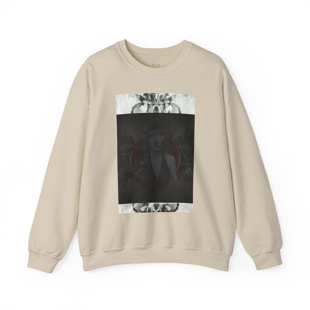 Crewneck Sweatshirt — Dark Abstract Chest Print with 'Legaciess' Gold Back Logo