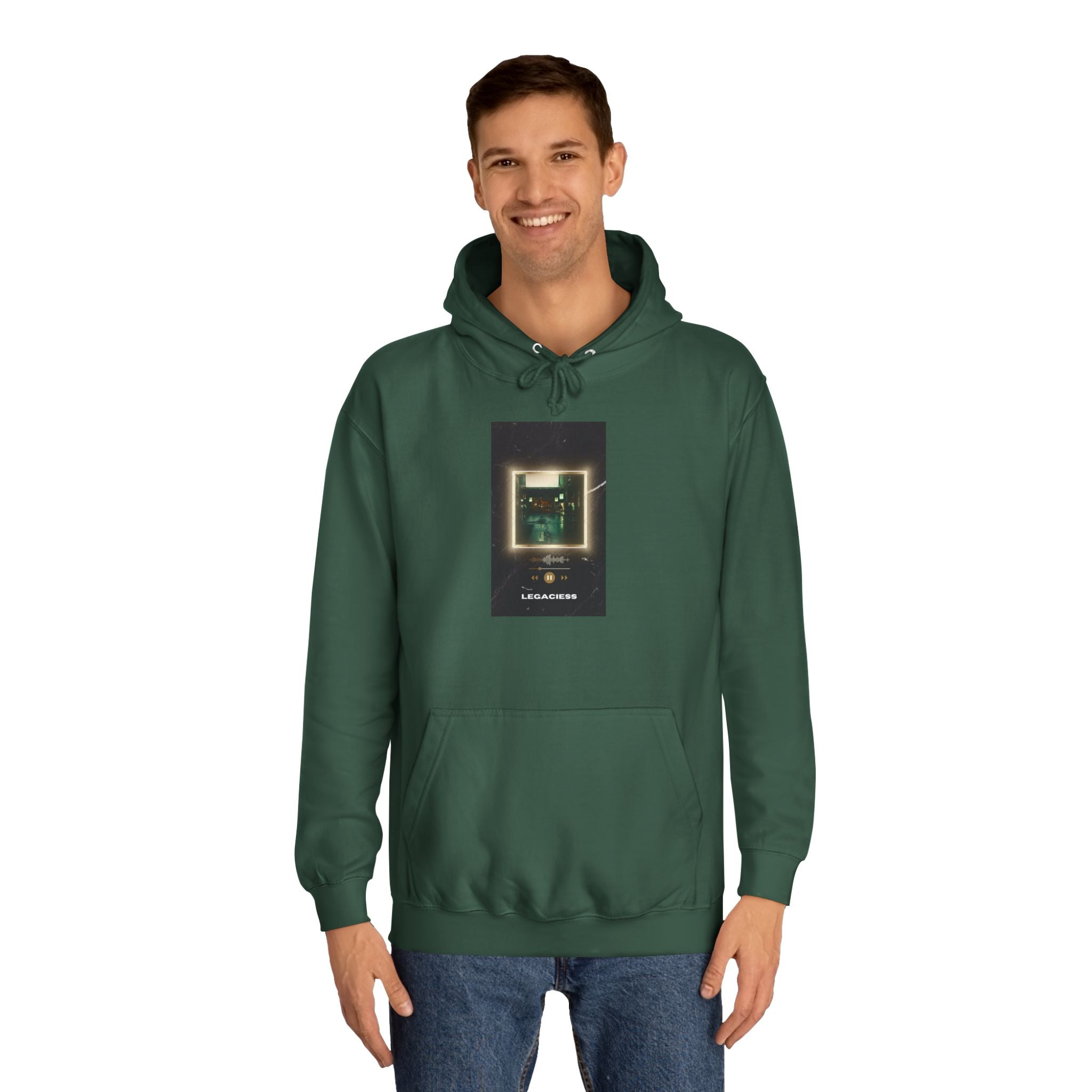 College Hoodie — Retro Neon Square Album Art Design