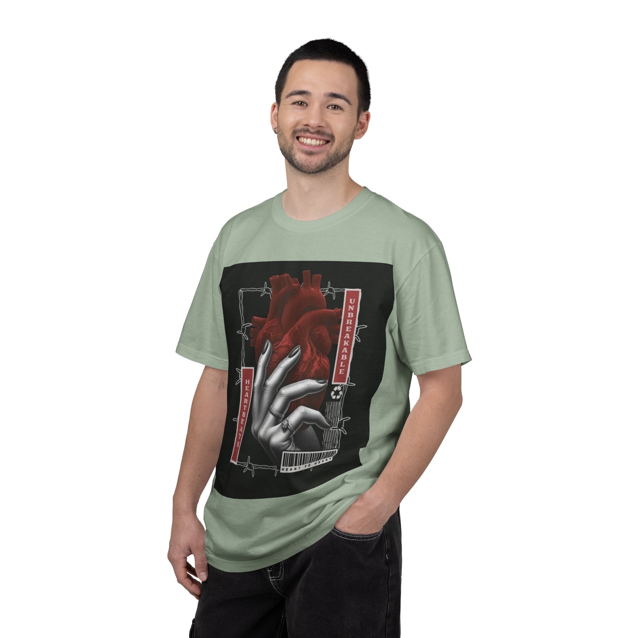 Graphic Heart & Hand T‑Shirt — 'Heartbeat' Gothic Streetwear Tee