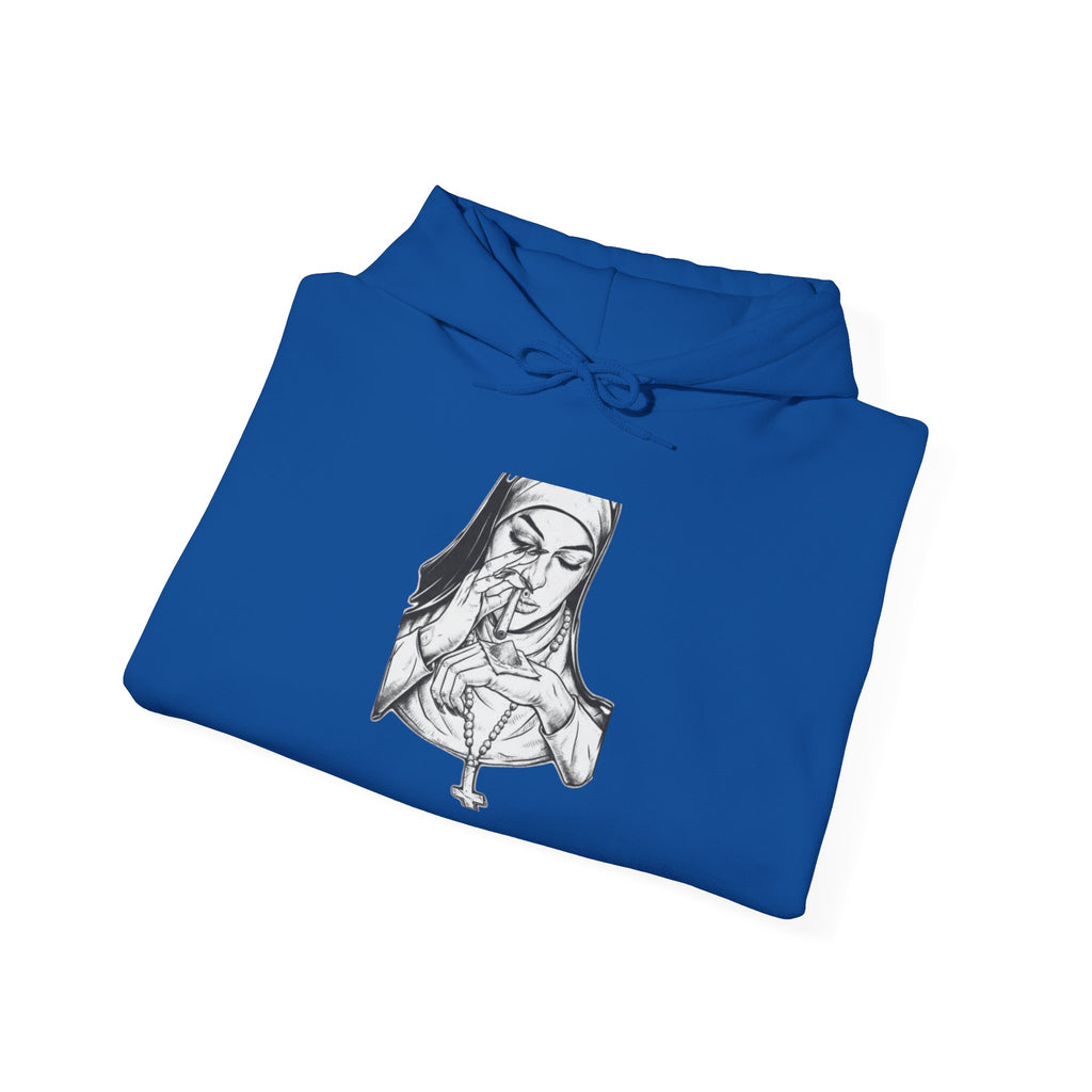 Praying Nun Graphic Hoodie – Gothic Religious Illustration Sweatshirt