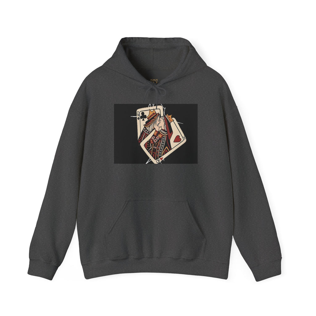 Queen of Hearts Playing Card Hoodie — Vintage Tattoo Style Card Art