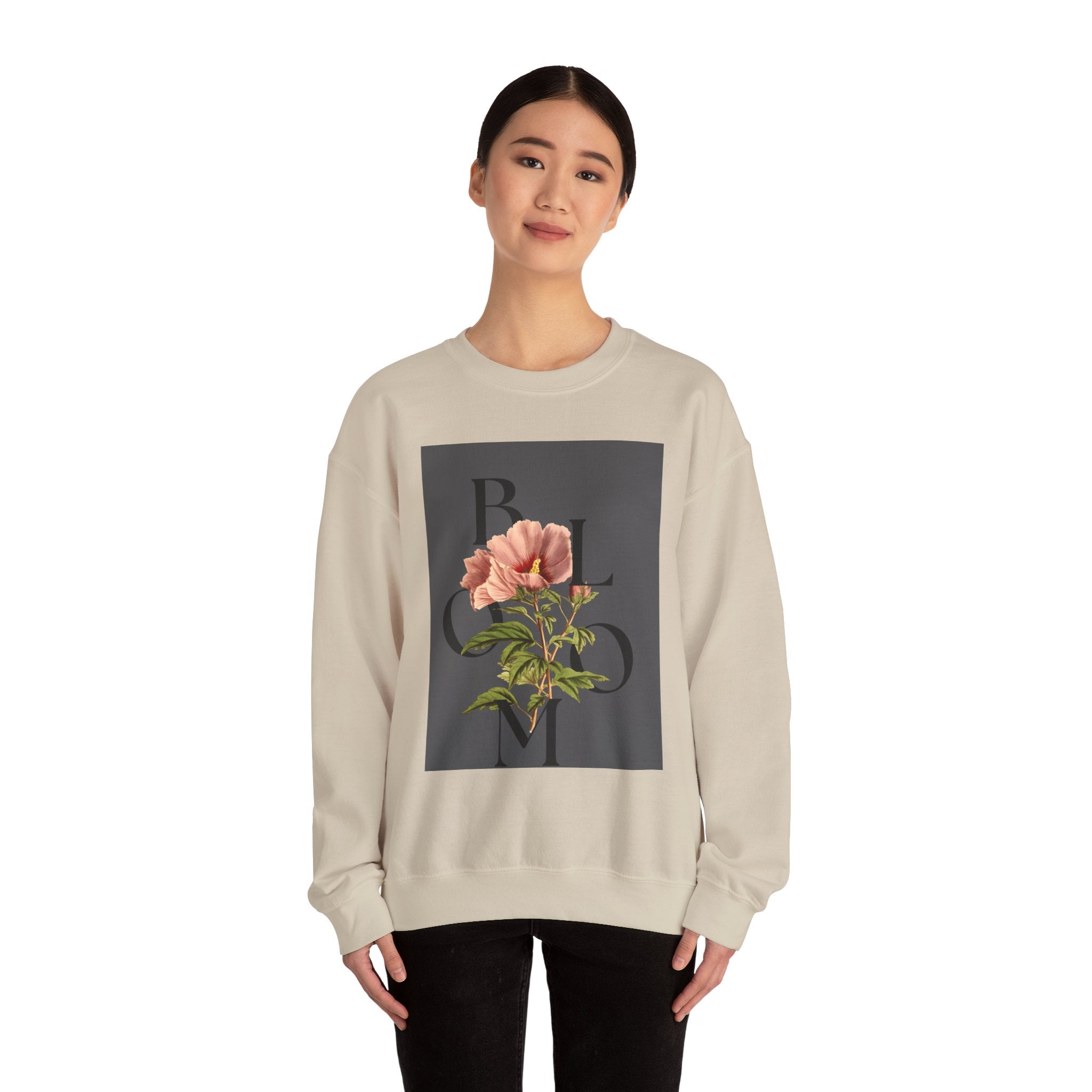 Floral Bloom Sweatshirt — Vintage Pink Flower Graphic Crewneck