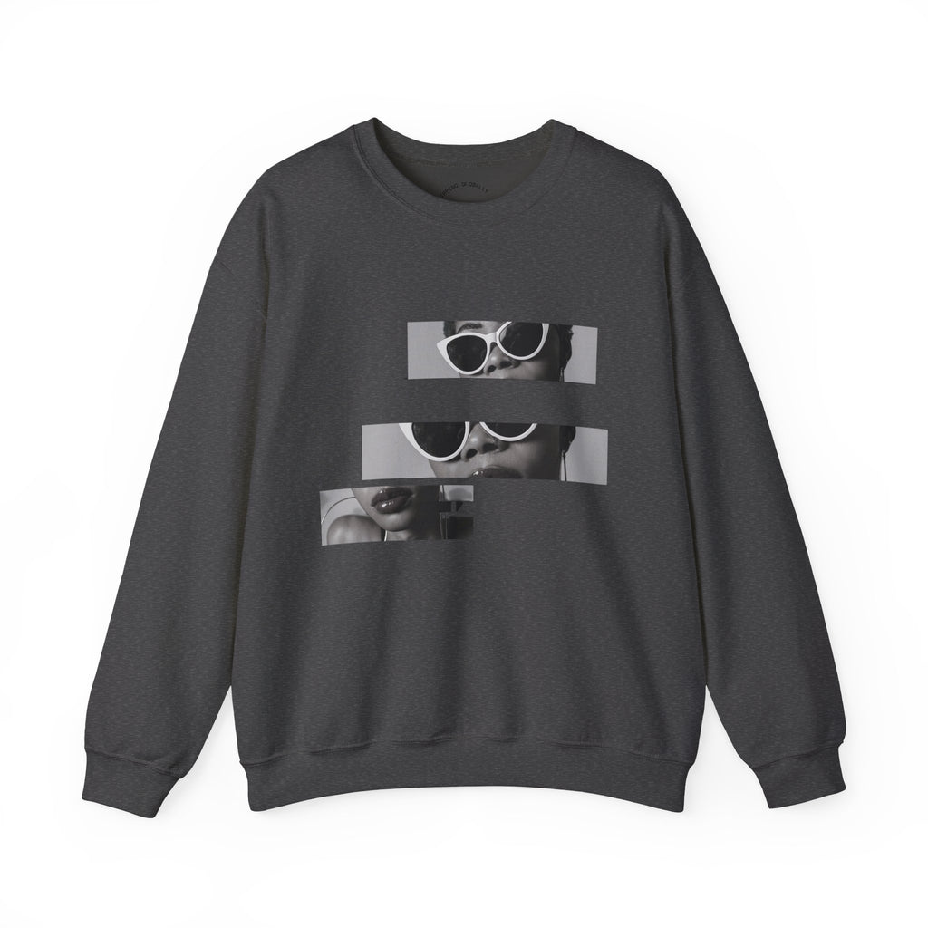 Sweat-shirt à col rond à motif lunettes de soleil rétro fragmentées 