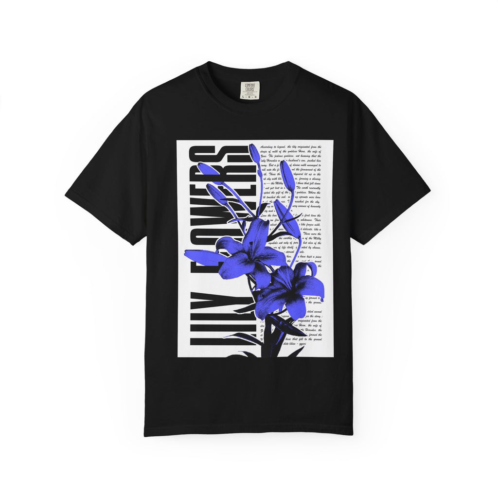 Floral Legacy Graphic T-Shirt — Bold Blue Orchid Design