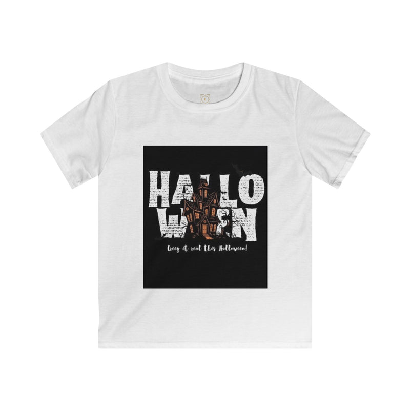 Halloween Haunted House Kids Tee — "Happy Halloween" Graphic T‑Shirt for Kids