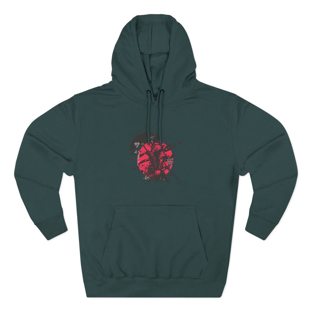 Grunge Rising Hoodie — Red Sun Graphic Fleece Hoodie