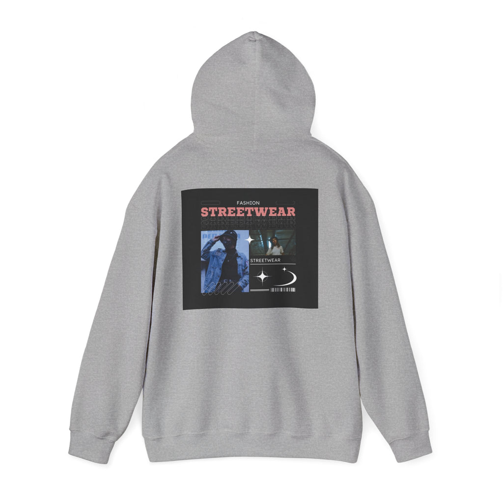Streetwear Graphic Hoodie — Vintage Noir Collage "STREETWEAR" Design