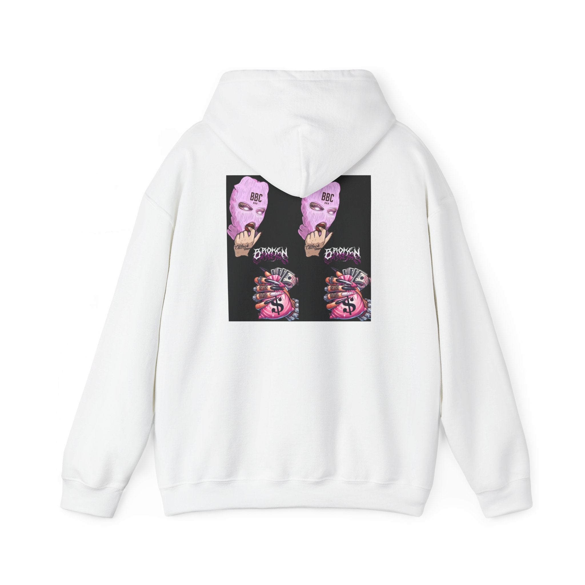 Horror Collage Hoodie — Spooky Pink Skull & Claw Graphic Sweatshirt