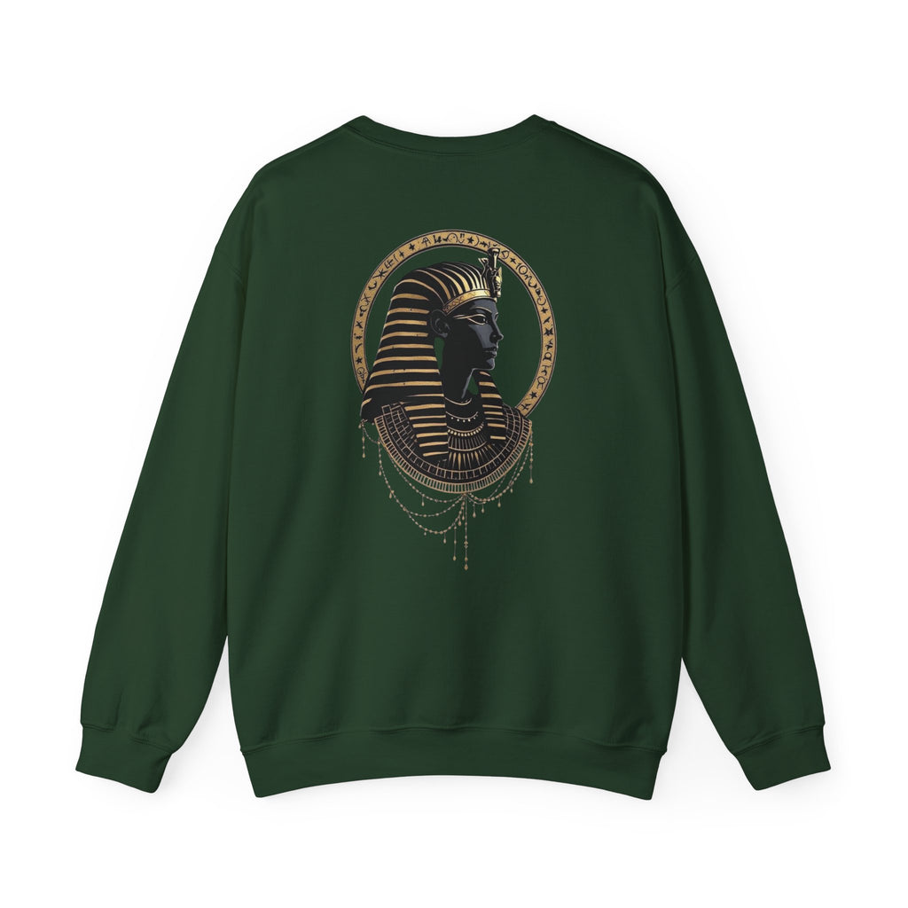 Egyptian Pharaoh Crewneck Sweatshirt — Gold & Black Tutankhamun Profile