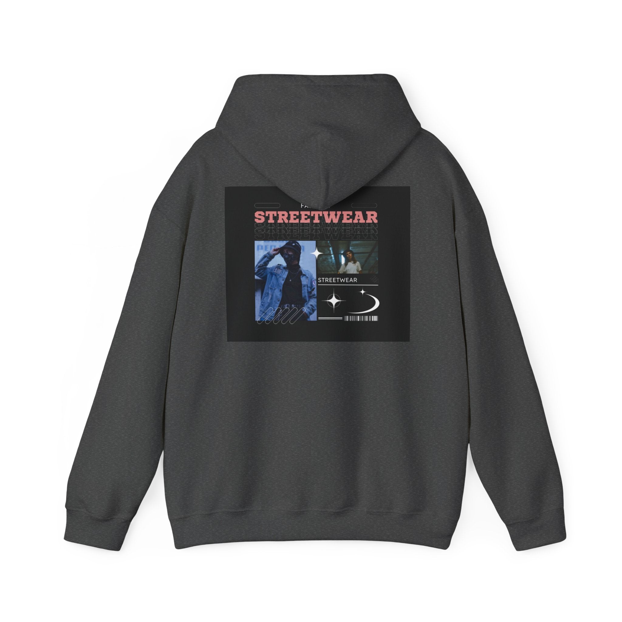 Streetwear Graphic Hoodie — Vintage Noir Collage "STREETWEAR" Design