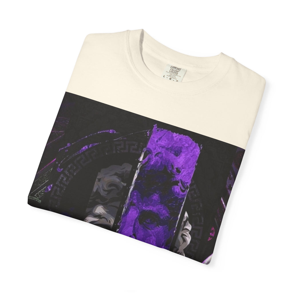 Dramatic Split-Face Graphic T-Shirt — Purple Noir Portrait Tee
