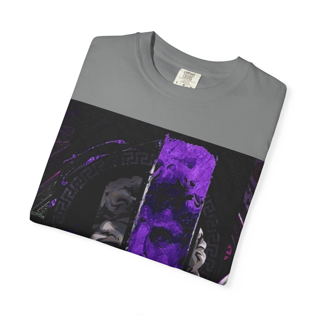 Dramatic Split-Face Graphic T-Shirt — Purple Noir Portrait Tee