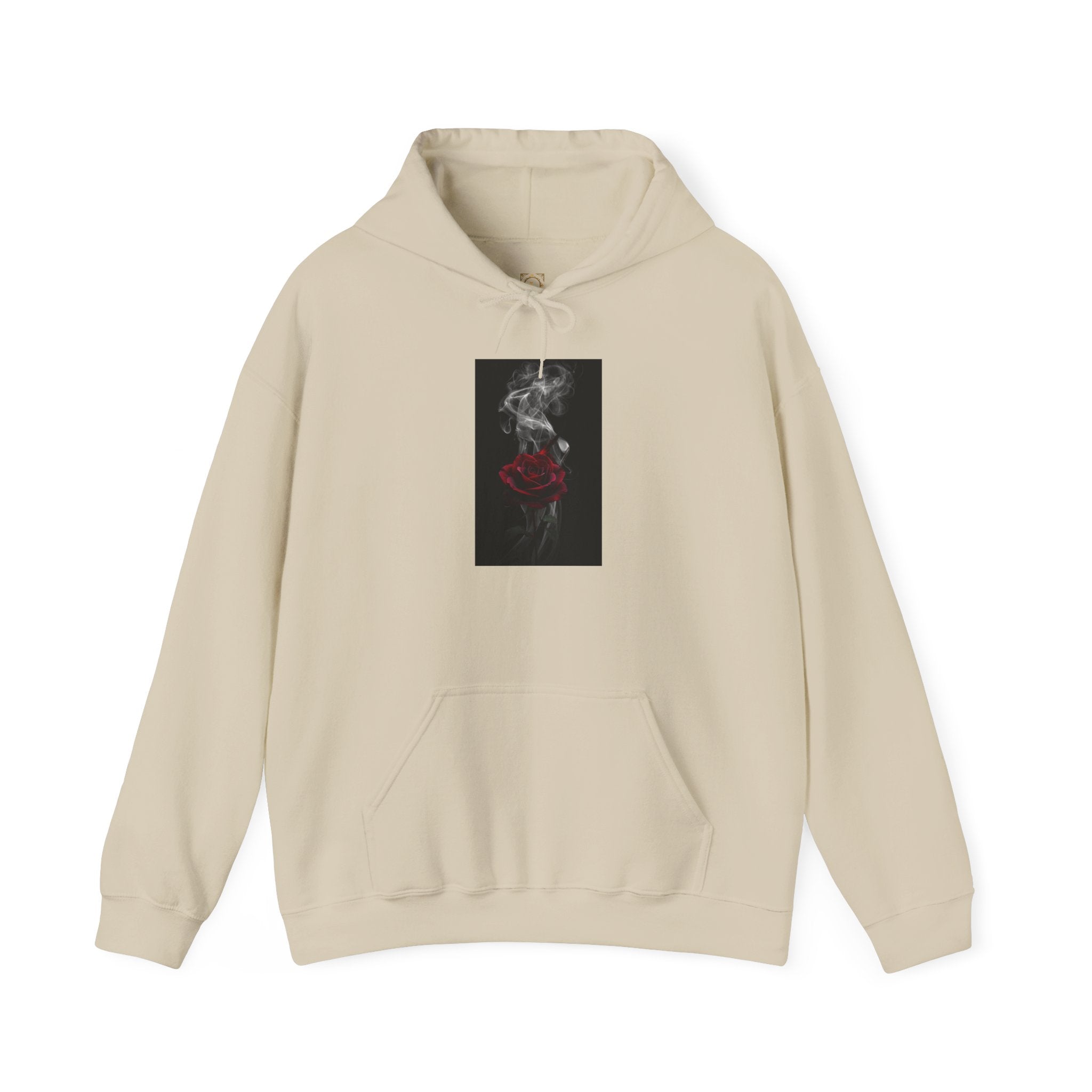 Smoky Red Rose Hoodie — Gothic Floral Hooded Sweatshirt
