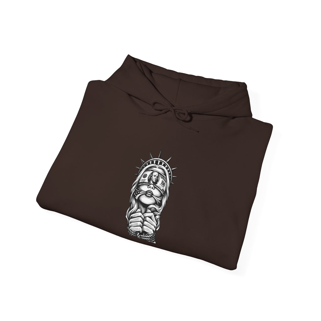 Statue of Liberty Prayer Hands Hoodie — Gothic Liberty Graphic Sweatshirt