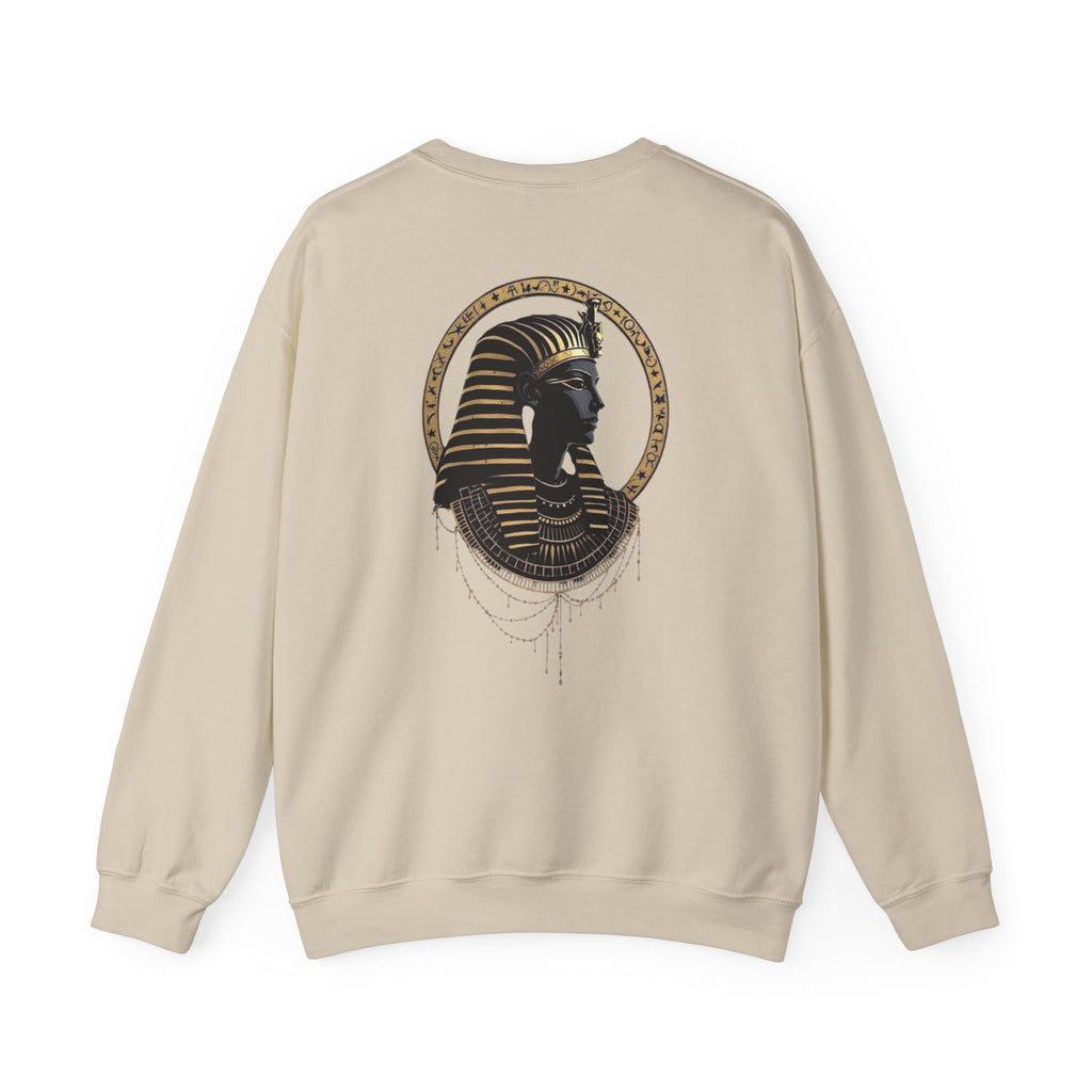 Egyptian Pharaoh Crewneck Sweatshirt — Gold & Black Tutankhamun Profile