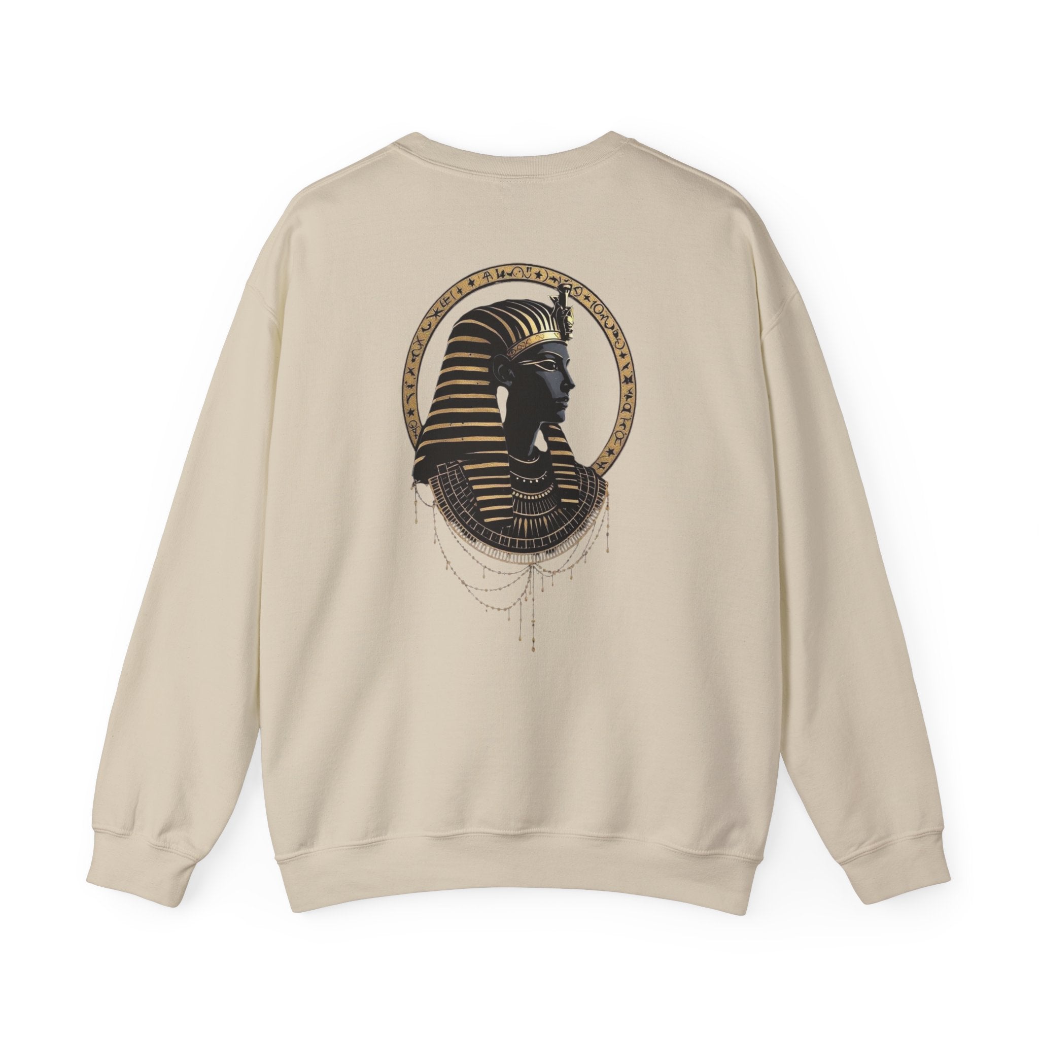 Egyptian Pharaoh Crewneck Sweatshirt — Gold & Black Tutankhamun Profile
