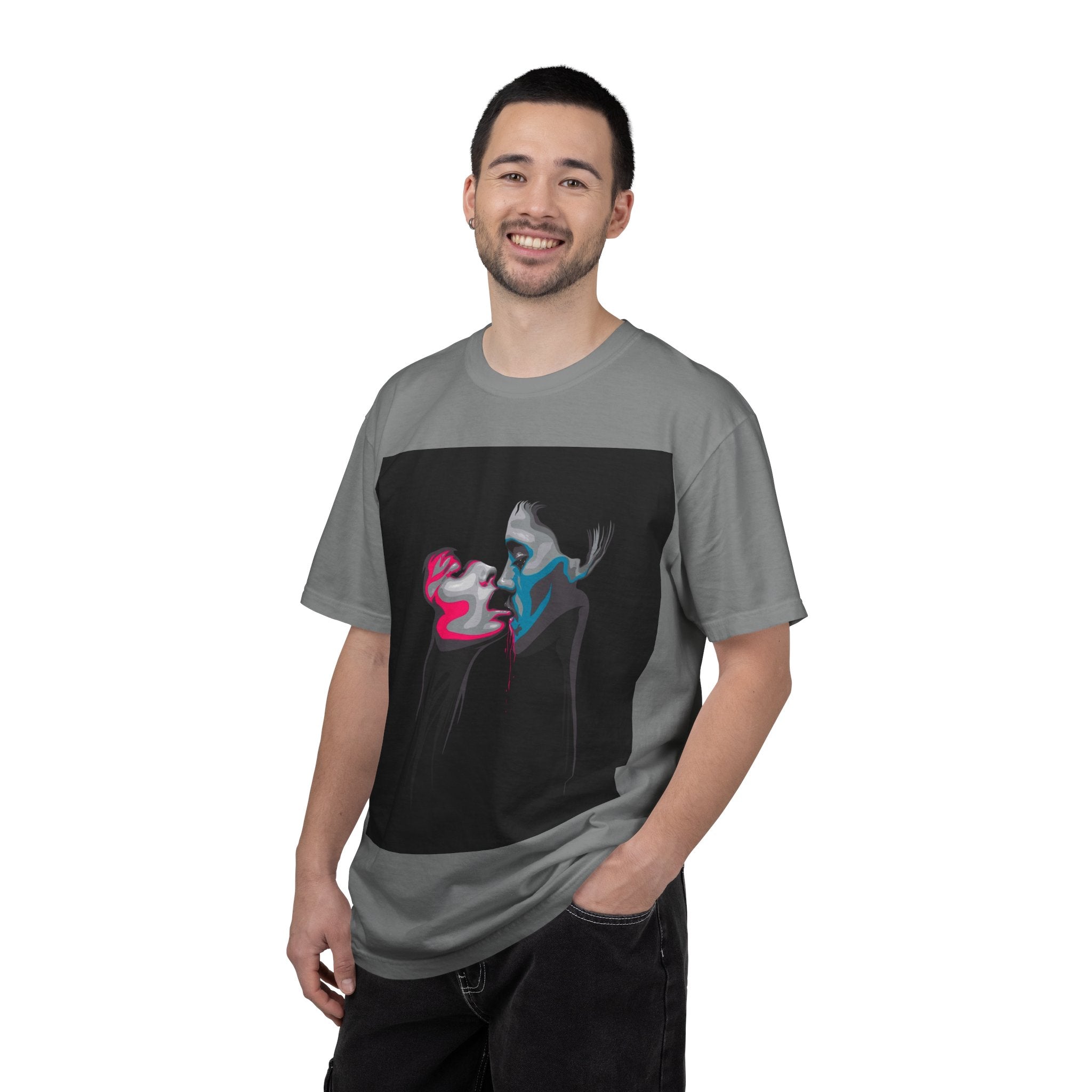 Abstract Neon Kiss T-Shirt — 'Legaciess' Back Logo Graphic Tee