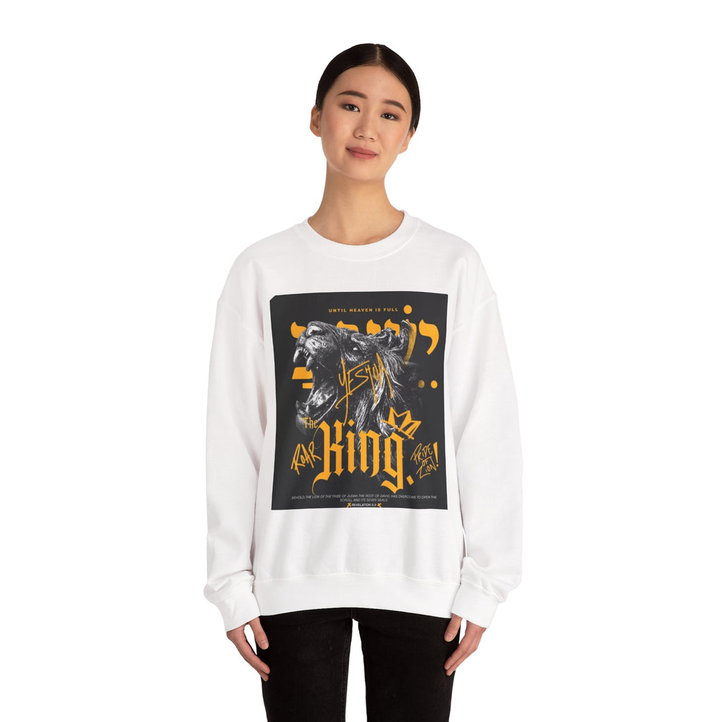 King Lion Crewneck Sweatshirt — 'King' Graphic Pullover for Bold Streetwear