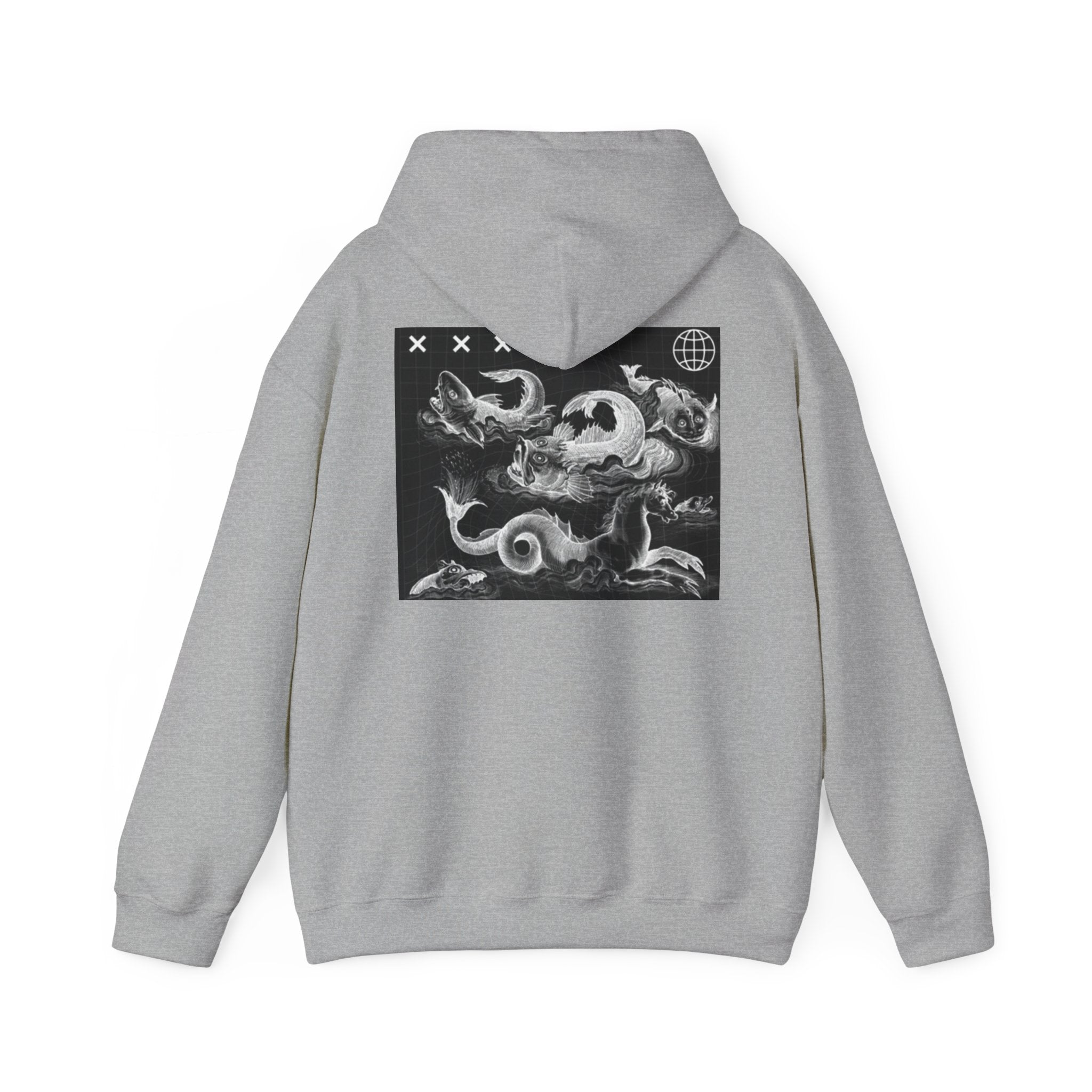 Skull Waves Hoodie — Gothic Nautical Skull Graphic Pullover