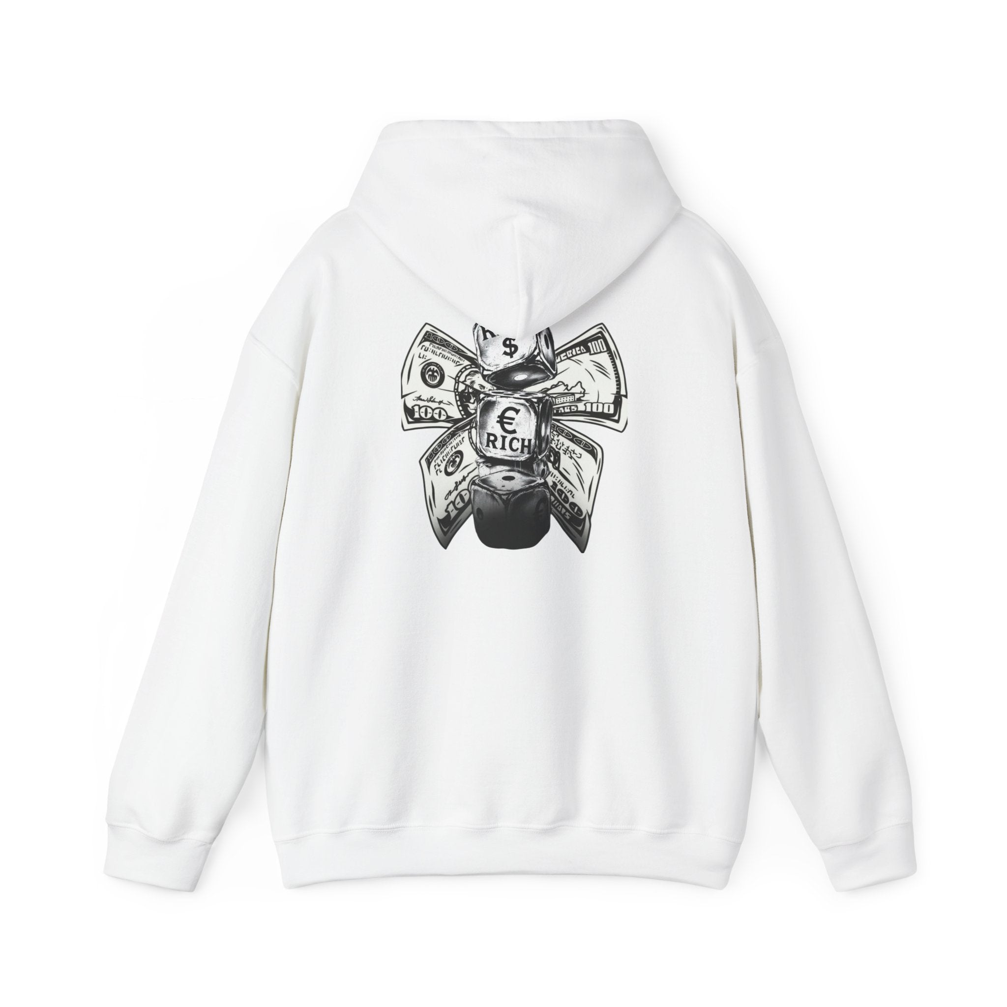 Money Bow Hoodie — Graphic Dollar Knot “Get Rich” Pullover