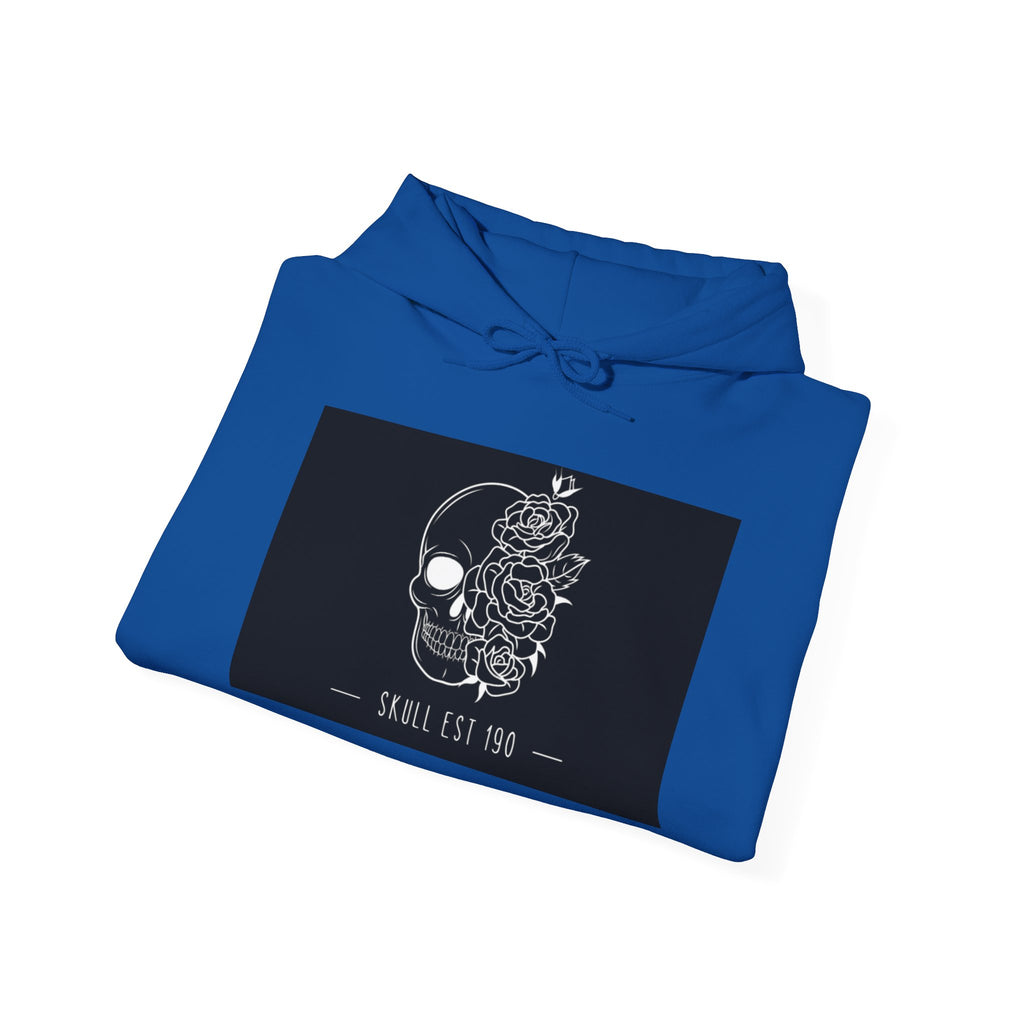 Skull & Roses Hoodie — 'Skull Est 199' Gothic Graphic Pullover