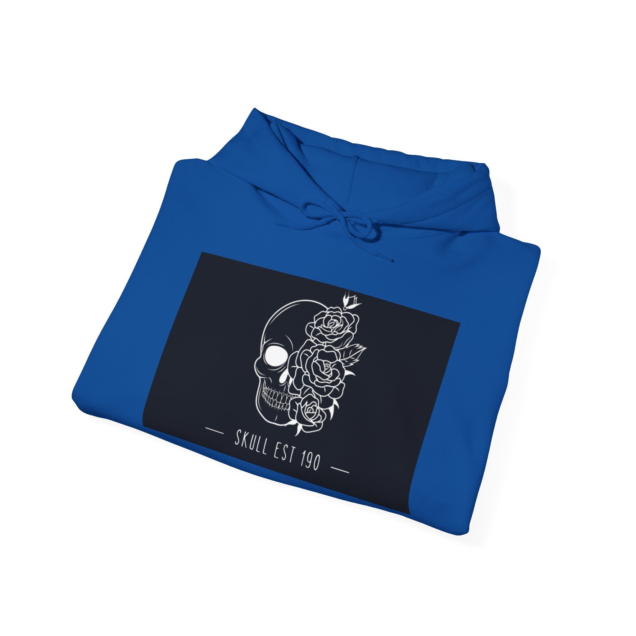 Skull & Roses Hoodie — 'Skull Est 199' Gothic Graphic Pullover