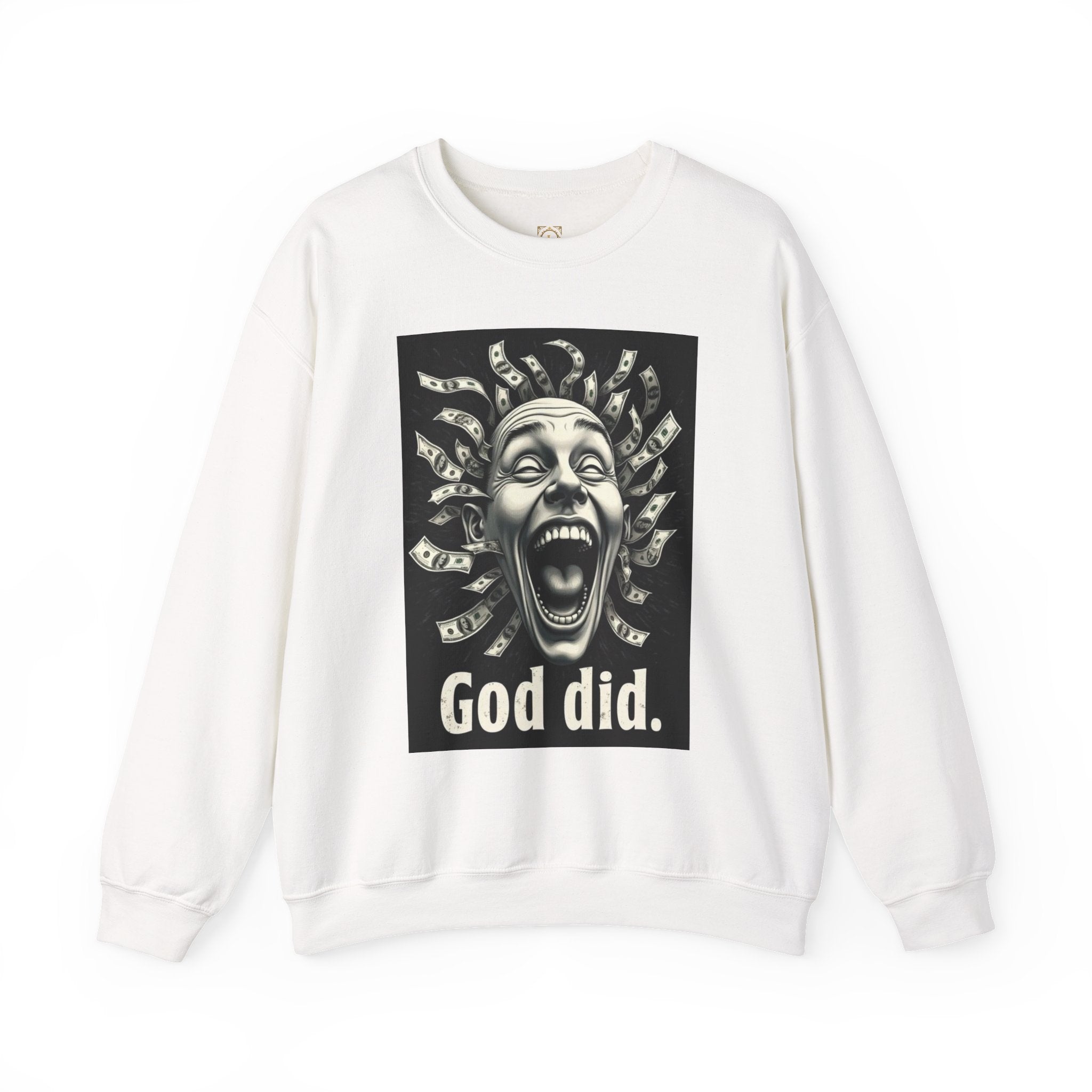 Sweatshirt — 'God Did.' Medusa Money Graphic Crewneck