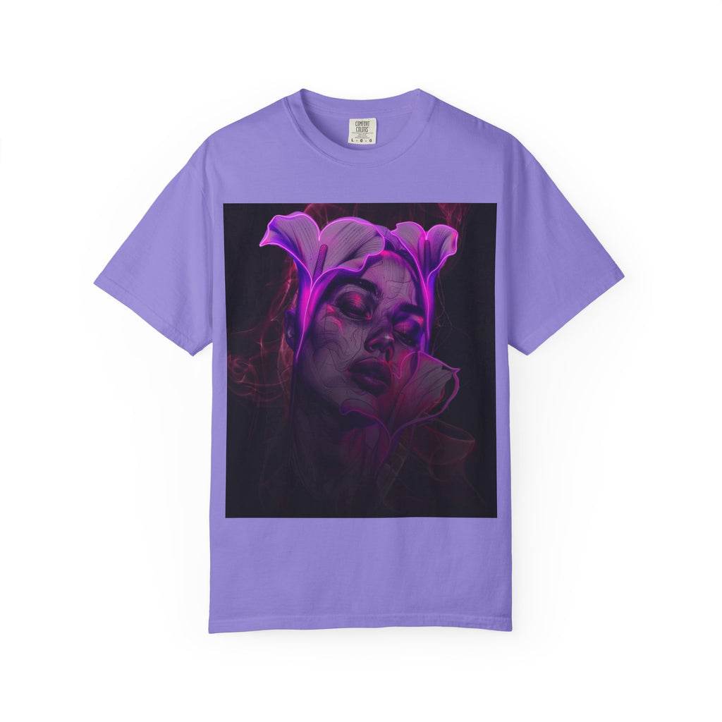 Mystic Purple Portrait T‑Shirt — Legaciess Logo Back