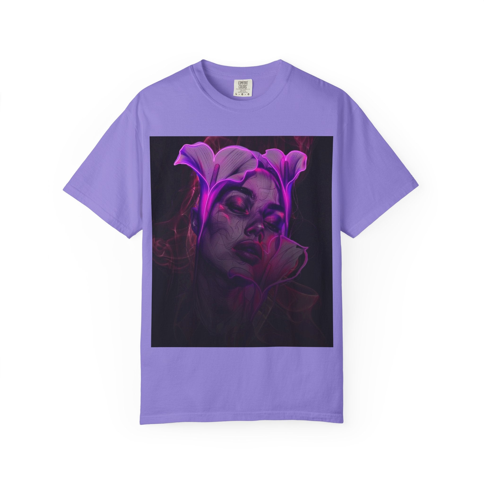 Mystic Purple Portrait T‑Shirt — Legaciess Logo Back