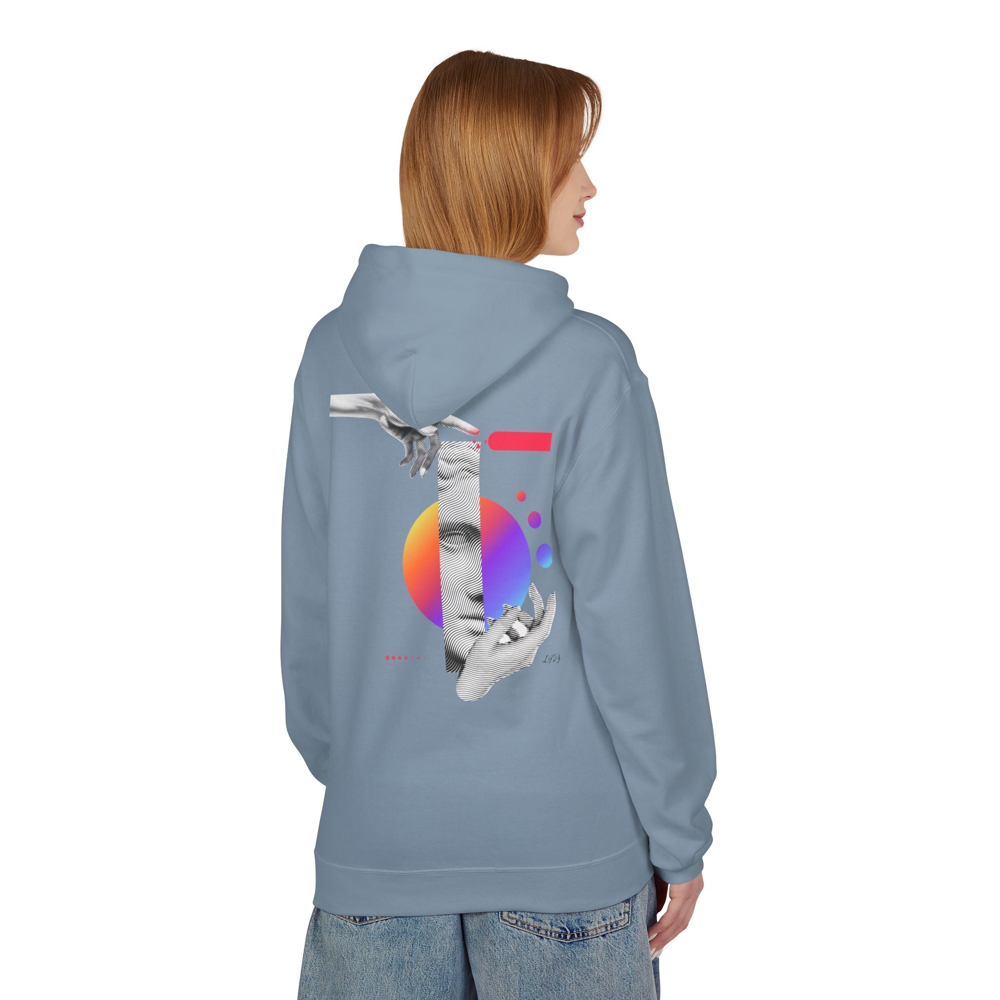 Hoodie — Abstract Hands & Gradient Orb Art Sweatshirt