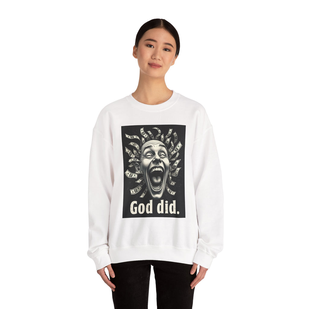 Sweatshirt — 'God Did.' Medusa Money Graphic Crewneck