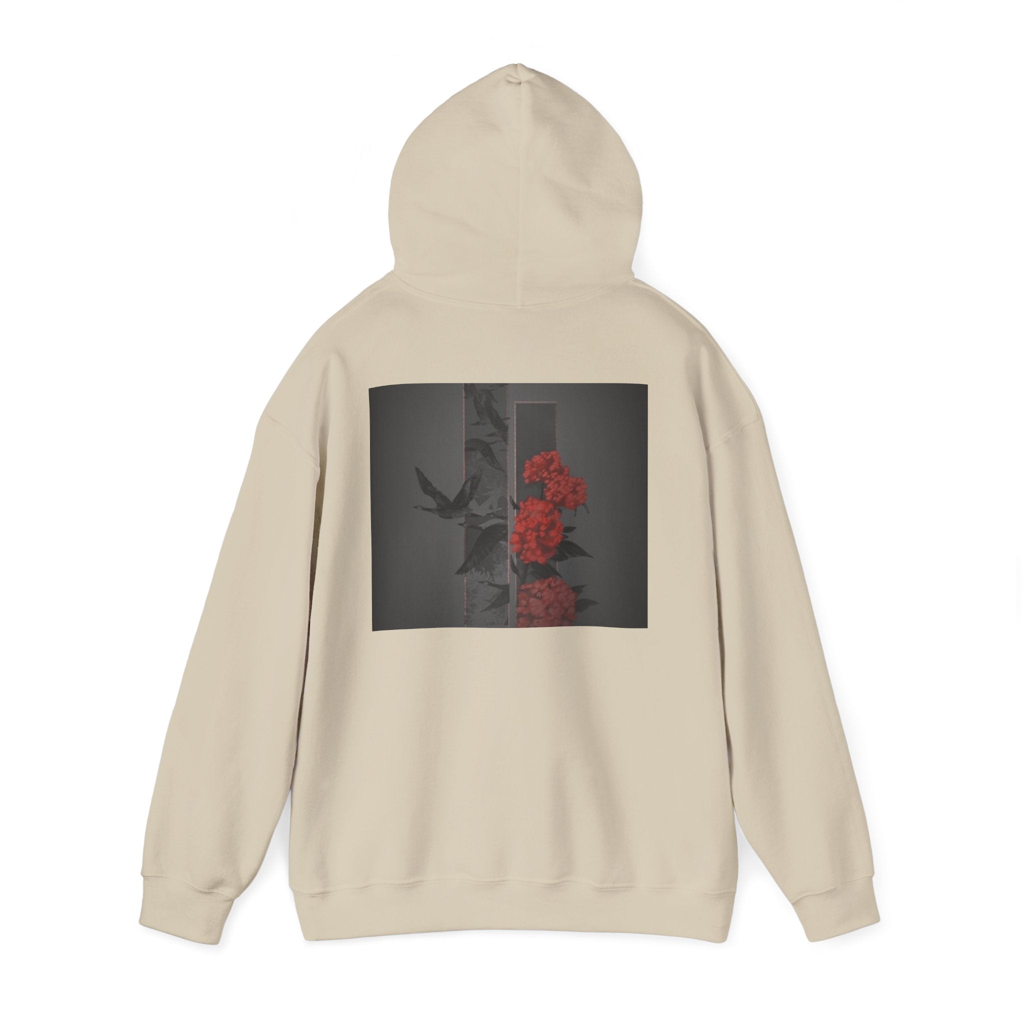 Floral Noir Hoodie — Red Roses on Dark Background