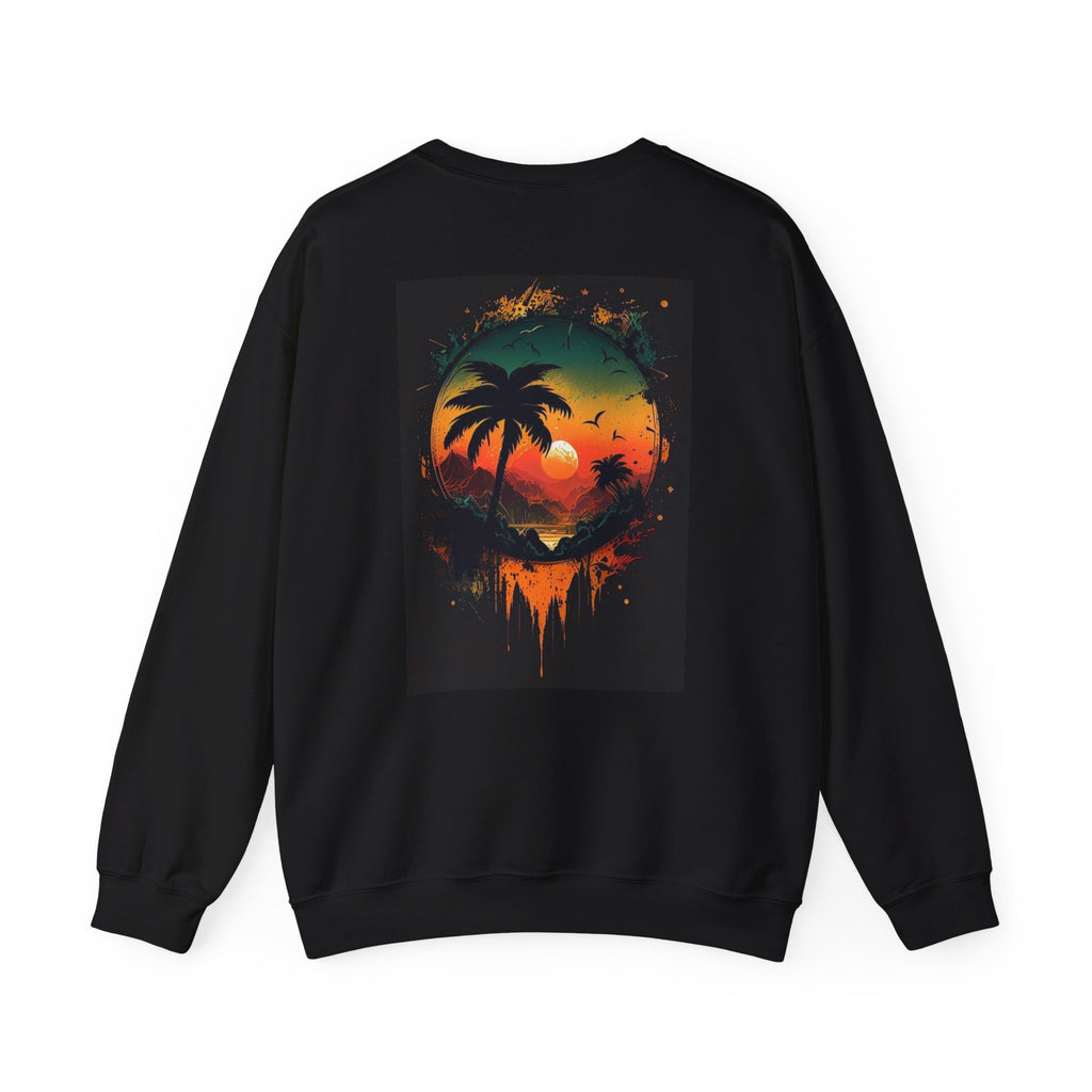 Sunset Island Sweatshirt — Tropical Palm Sunset Crewneck
