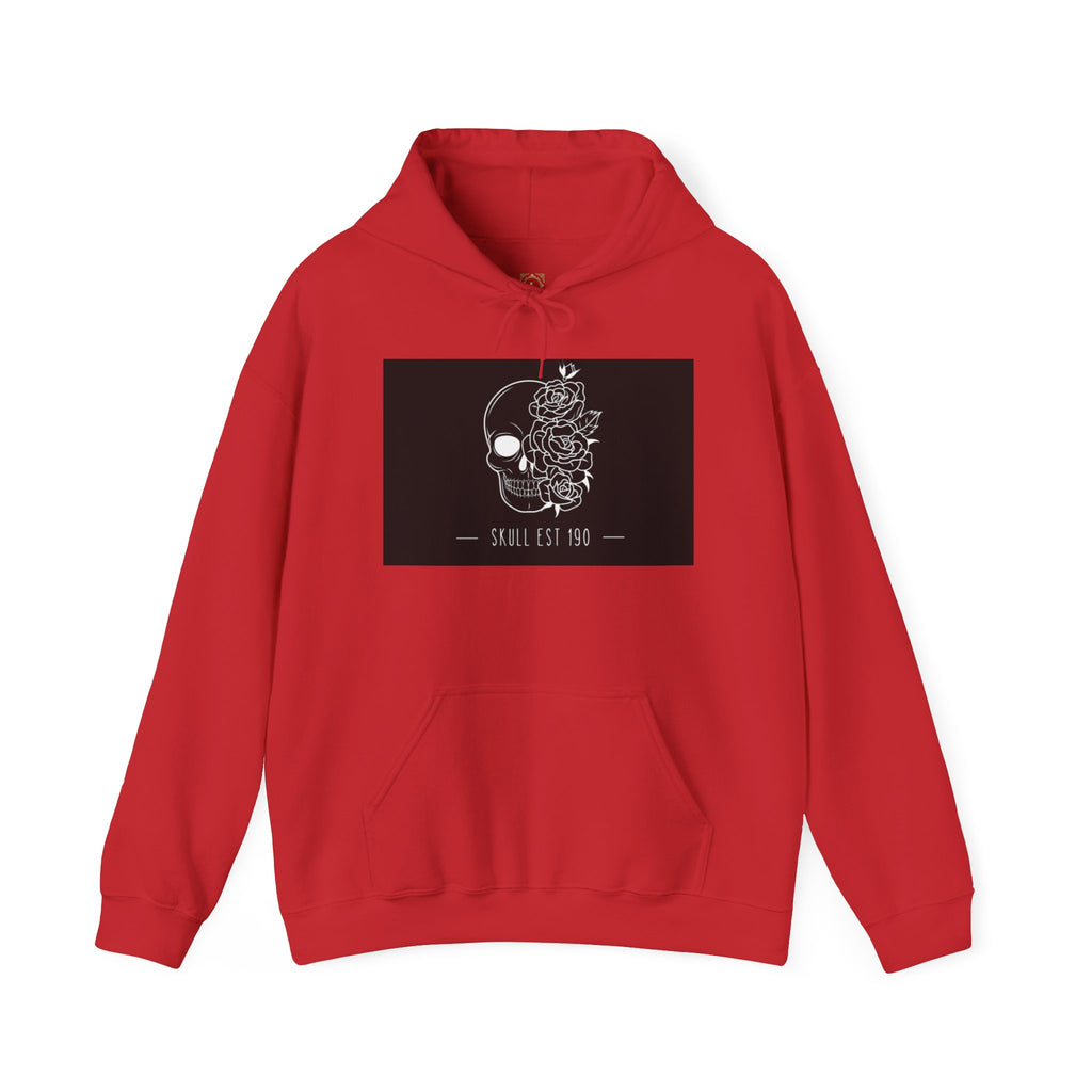 Skull & Roses Hoodie — 'Skull Est 199' Gothic Graphic Pullover