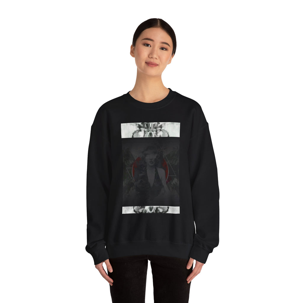 Crewneck Sweatshirt — Dark Abstract Chest Print with 'Legaciess' Gold Back Logo