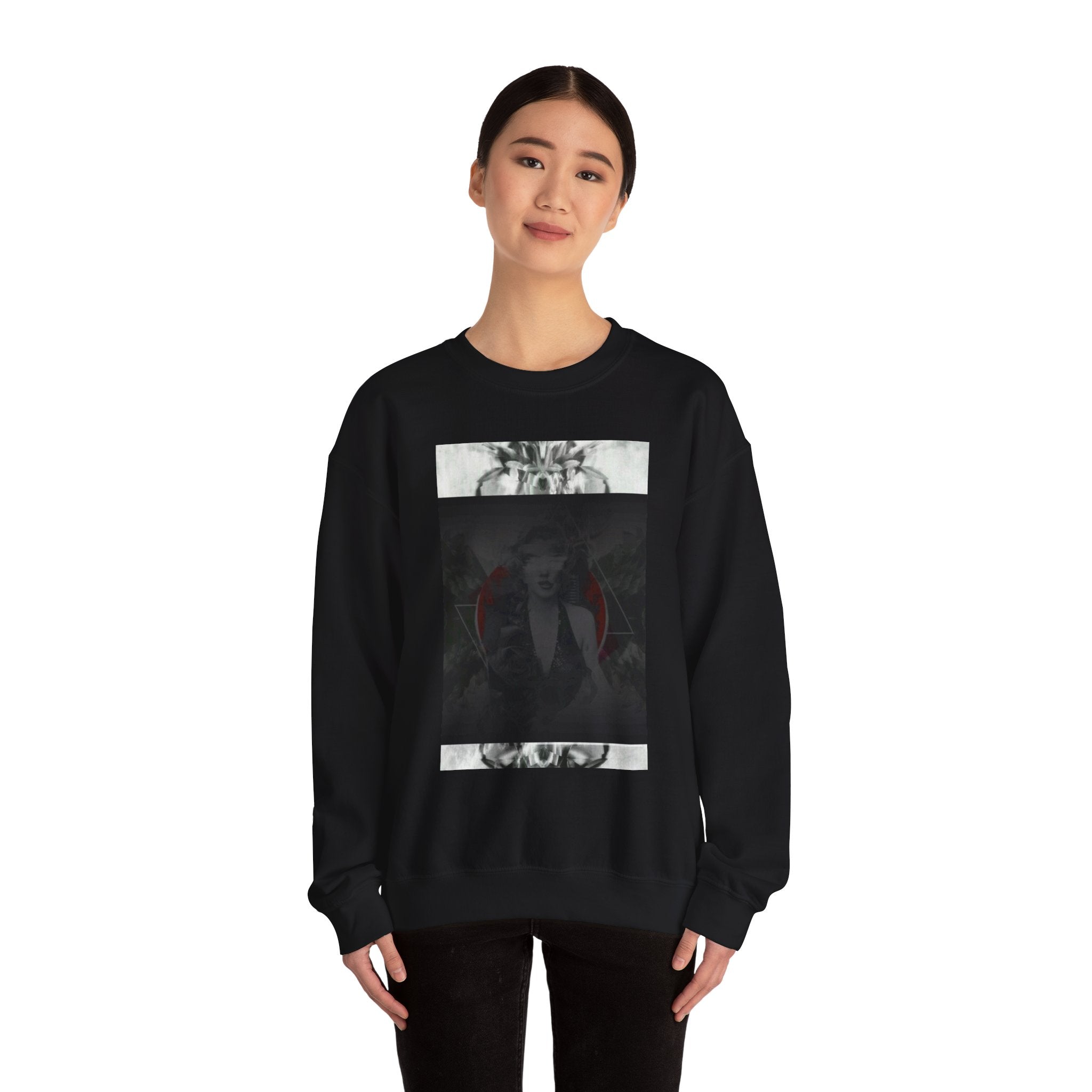 Crewneck Sweatshirt — Dark Abstract Chest Print with 'Legaciess' Gold Back Logo