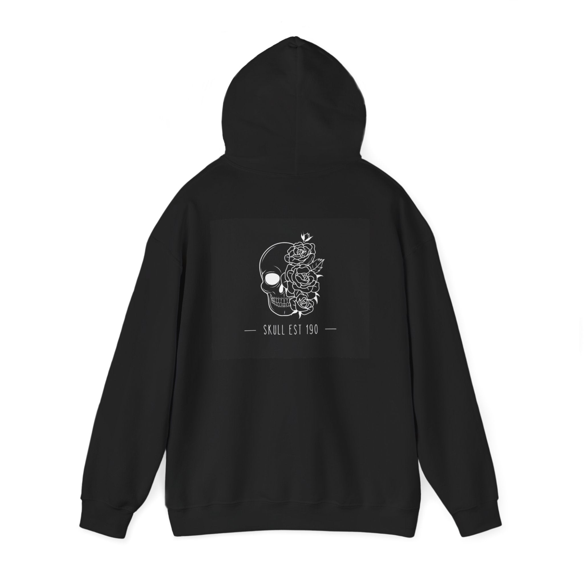 Skull & Roses Hoodie — 'Skull Est 199' Gothic Graphic Pullover