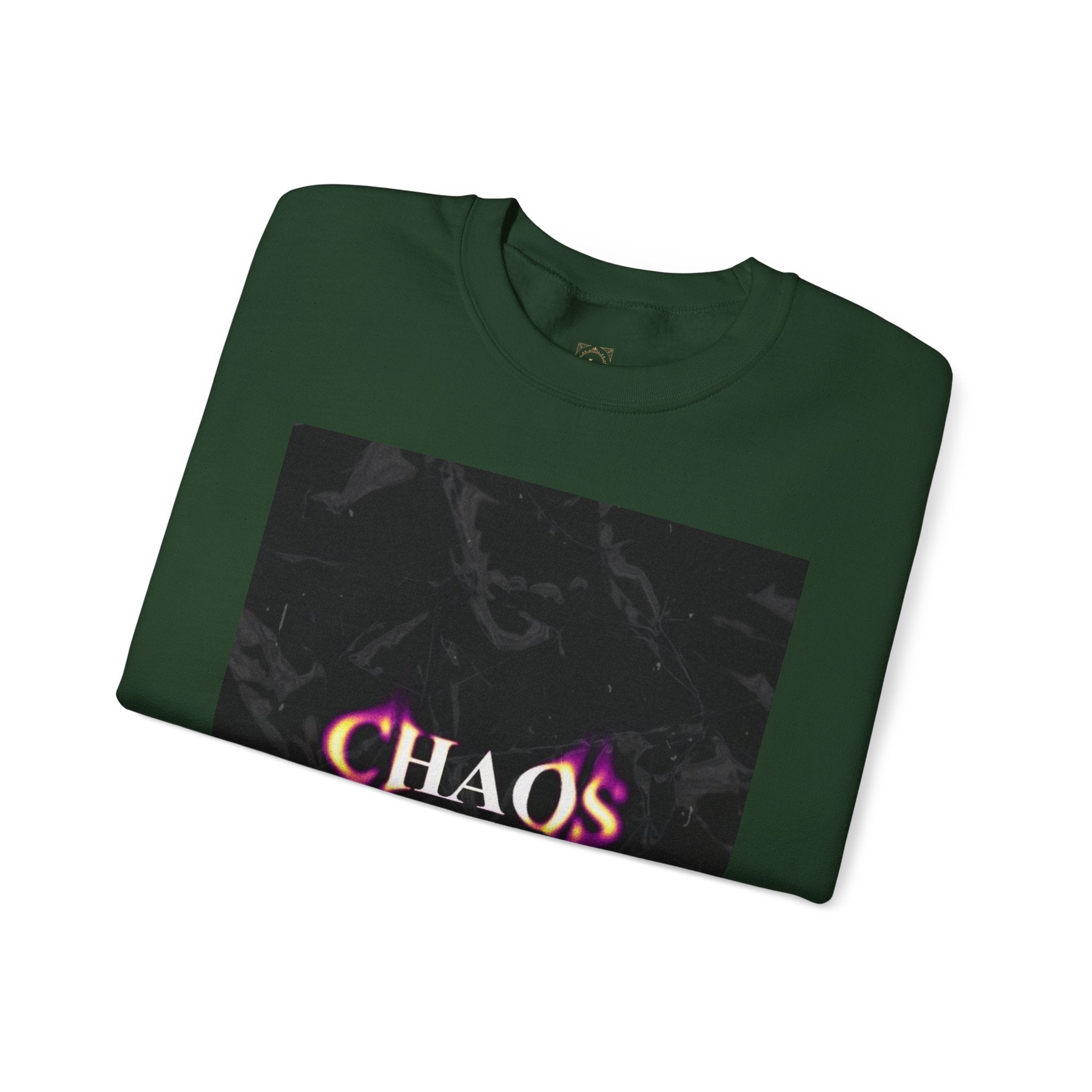 Chaos Graphic Crewneck Sweatshirt — "CHAOS in my mind" Gothic Wing Design