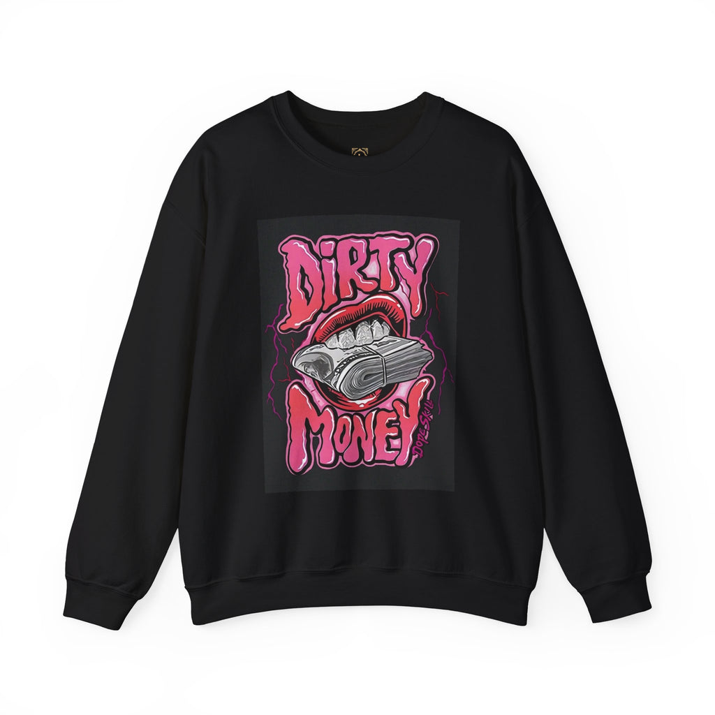 Dirty Money Crewneck Sweatshirt – Retro Graphic Money & Lips Design