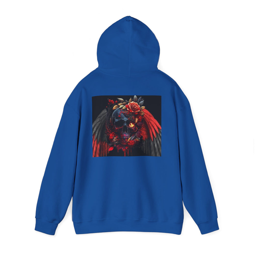 Skull Rose Wings Hoodie — Gothic Floral Skull Pullover