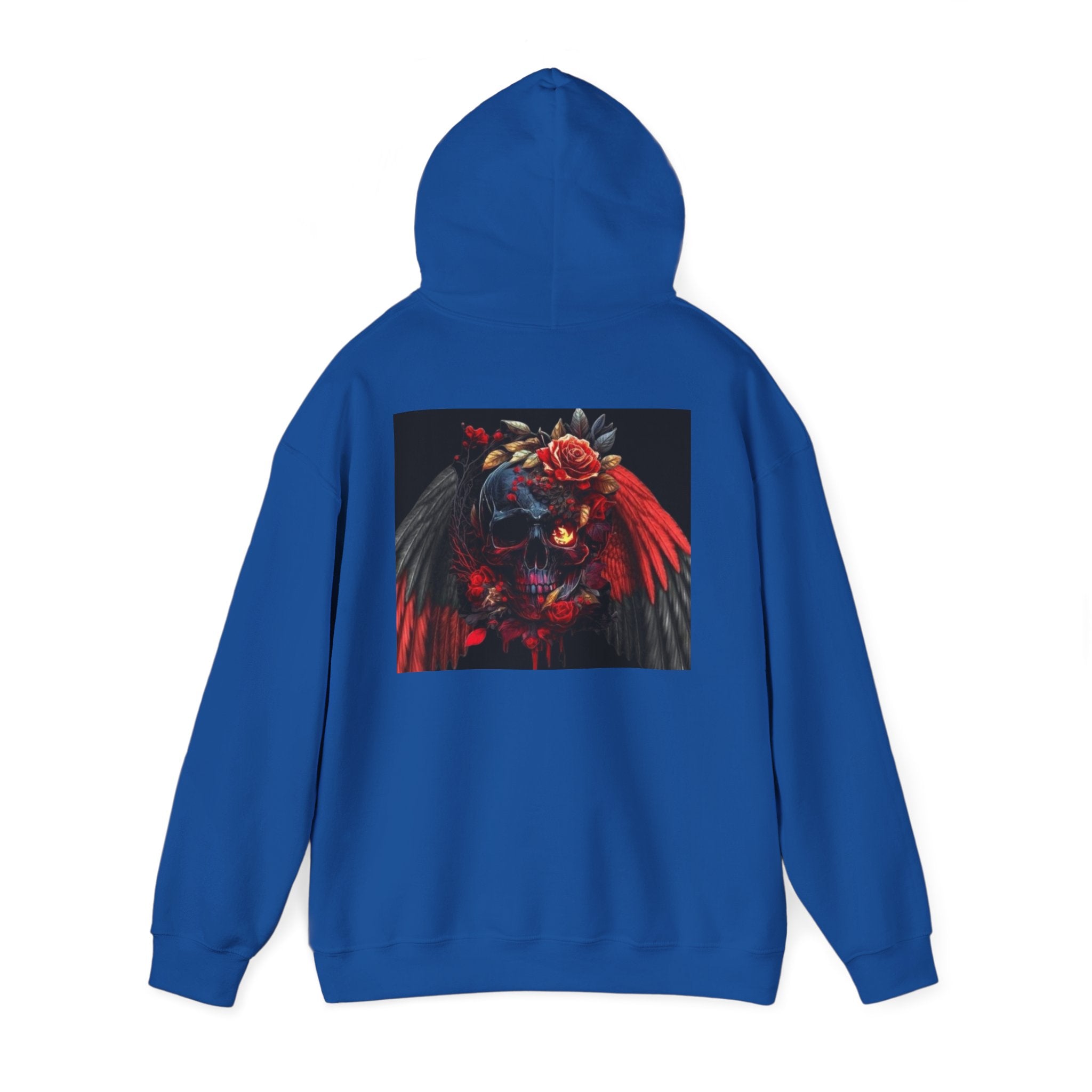 Skull Rose Wings Hoodie — Gothic Floral Skull Pullover