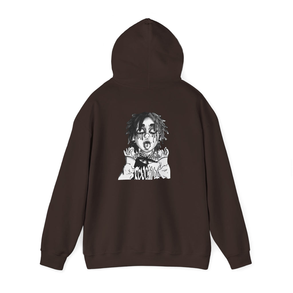 Horror Manga Hoodie — Black & White Creepy Portrait Pullover