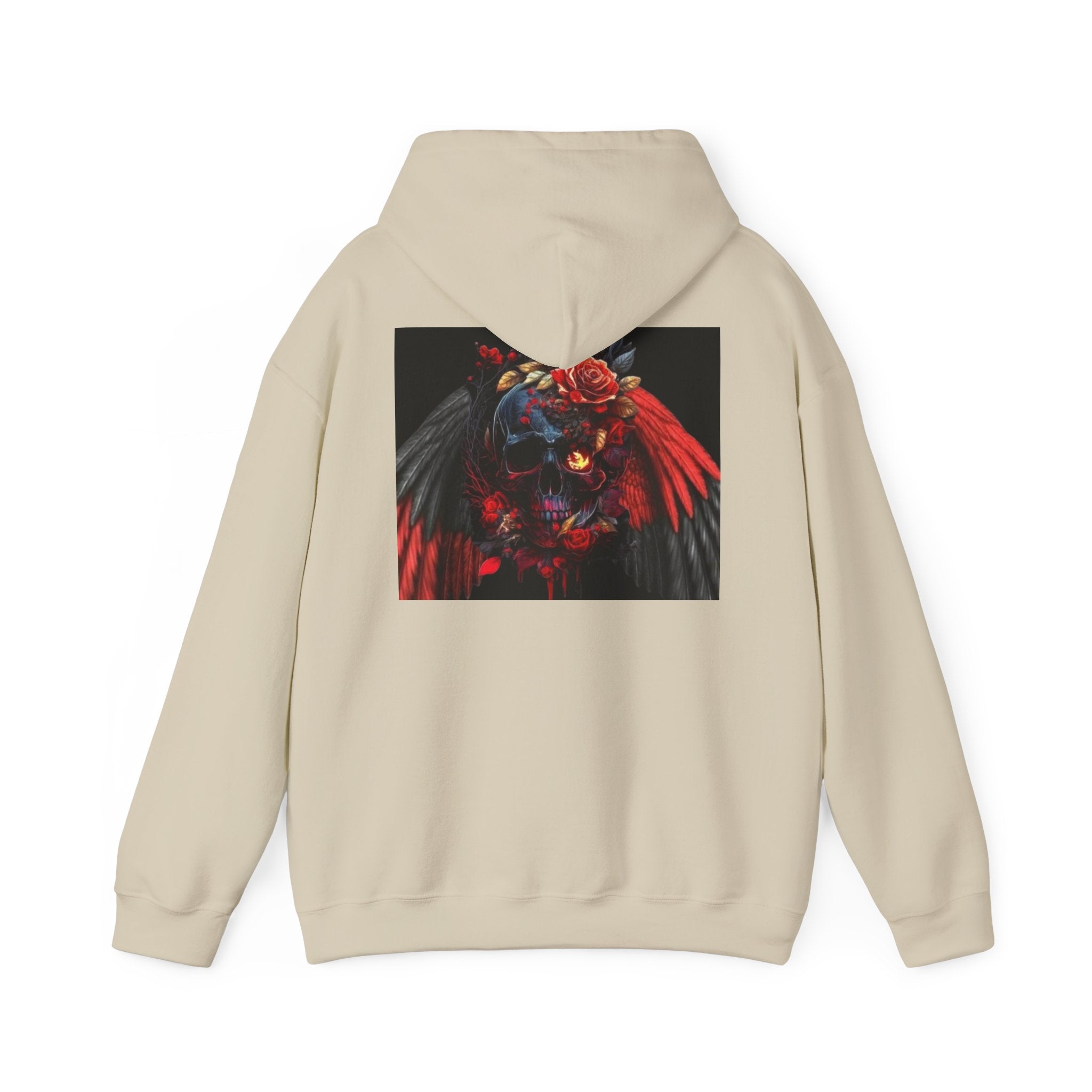 Skull Rose Wings Hoodie — Gothic Floral Skull Pullover