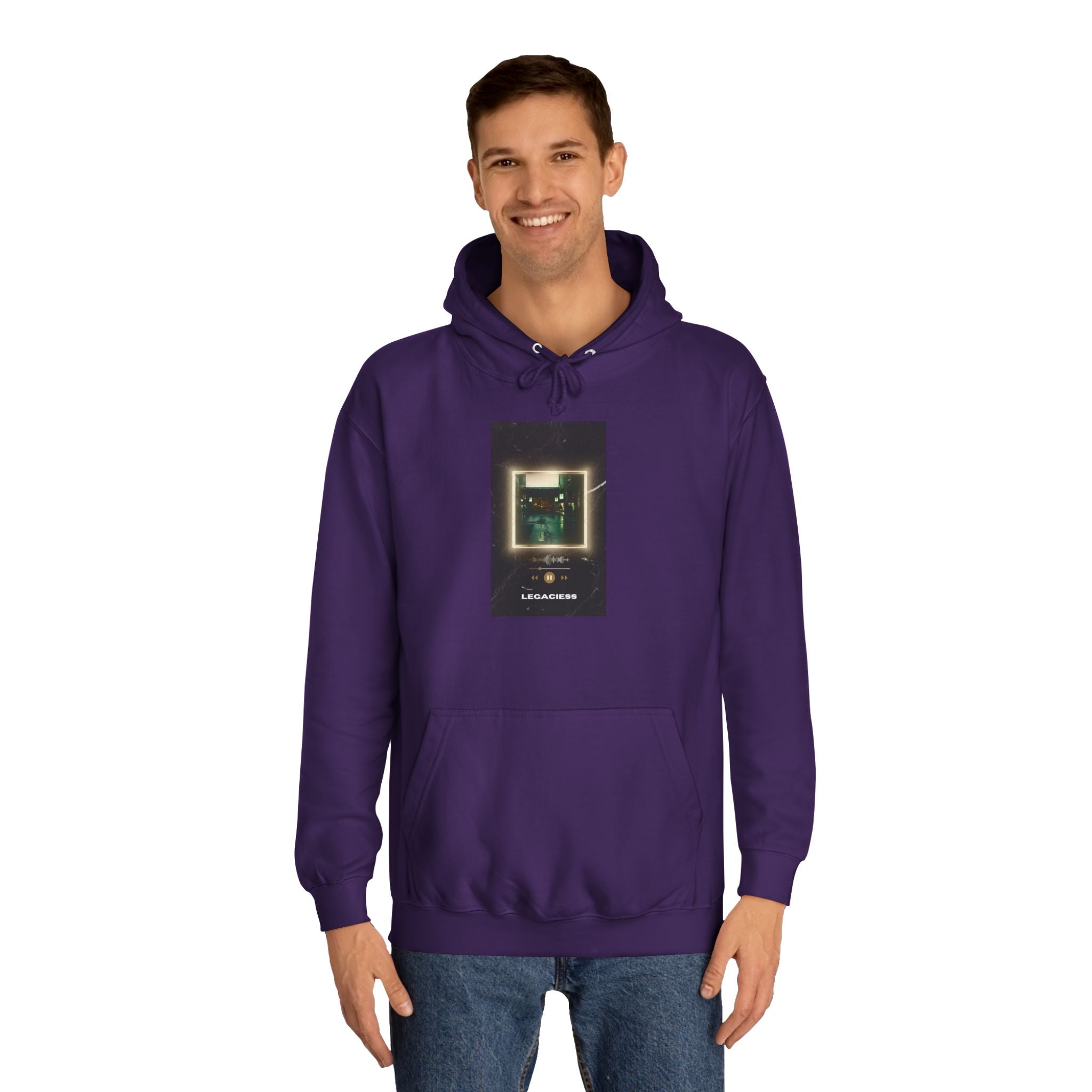 College Hoodie — Retro Neon Square Album Art Design
