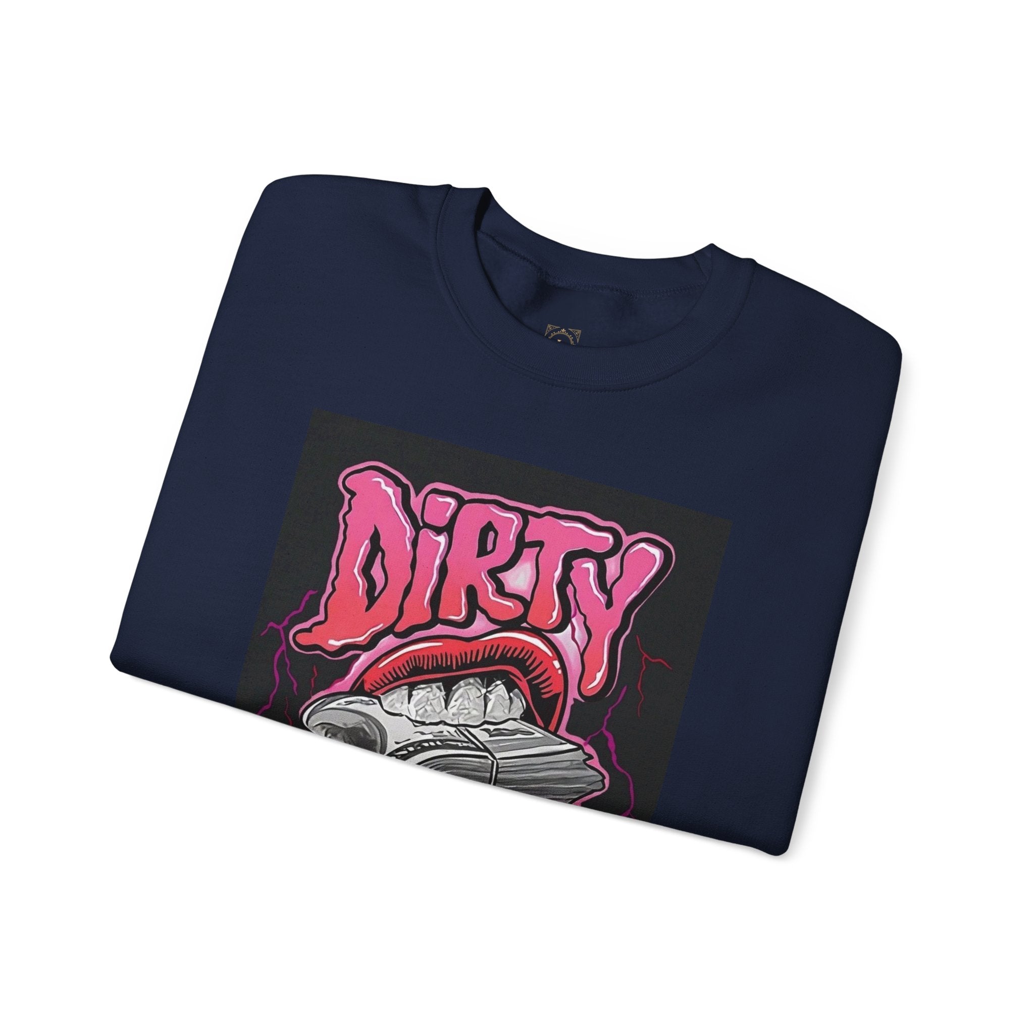 Dirty Money Crewneck Sweatshirt – Retro Graphic Money & Lips Design