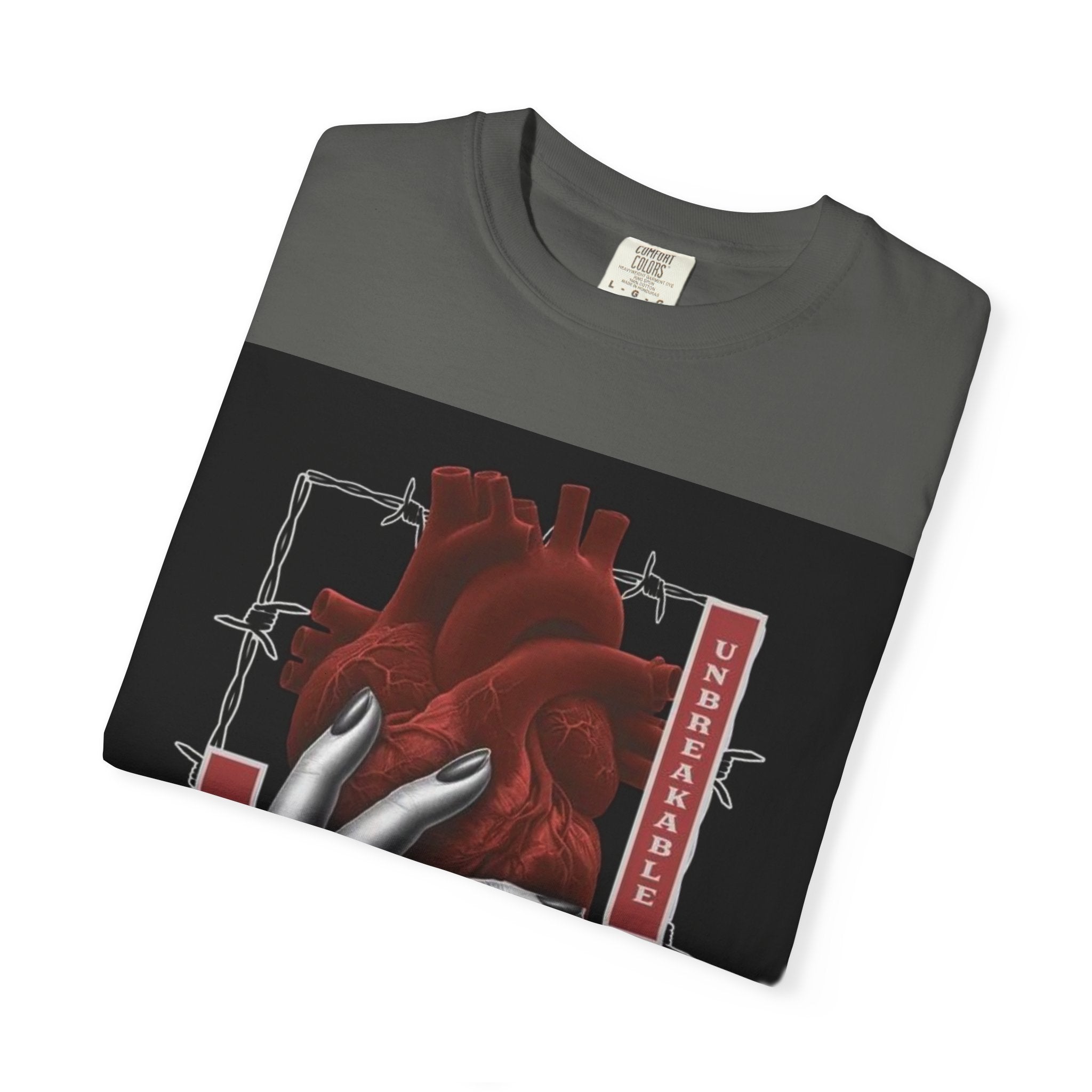 Graphic Heart & Hand T‑Shirt — 'Heartbeat' Gothic Streetwear Tee
