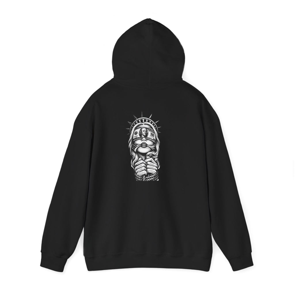 Statue of Liberty Prayer Hands Hoodie — Gothic Liberty Graphic Sweatshirt